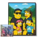 Custom Cartoon Family Portrait Wall Art Poster