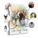 Custom Watercolor Family Portrait Canvas Print