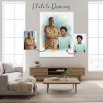 Custom Watercolor Family Portrait Canvas Print