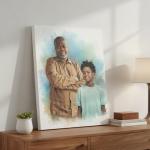 Custom Watercolor Family Portrait Canvas Print
