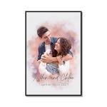 Personalized Watercolor Couple Portrait Canvas Art
