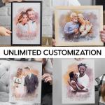 Personalized Watercolor Couple Portrait Canvas Art