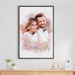 Personalized Watercolor Couple Portrait Canvas Art