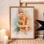 Custom Watercolor Couple Portrait Canvas Print