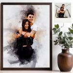 Custom Watercolor Couple Portrait Canvas Print