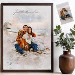 Custom Watercolor Couple Portrait Canvas Print