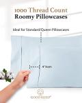 Light Blue 1000 TC Egyptian Cotton Pillowcase Set