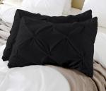 Queen Black Pinch Pleated Pillow Shams Set of 2