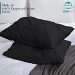 Black Pinch Pleated Egyptian Cotton King Pillow Shams