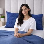 Egyptian Cotton Pillow Shams Set - Blue, 600 TC