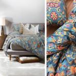 Anthro Blue Damask Egyptian Cotton Duvet & Sham Set