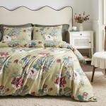 Yellow Red Floral Egyptian Cotton Queen Bedding Set