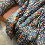 Anthro Blue Damask Egyptian Cotton Duvet & Sham Set