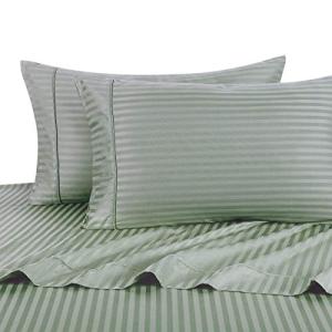 Striped Sage 300-Thread Egyptian Cotton Bed Sheet Set