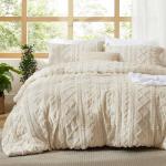 Beige Tufted Boho King Comforter Set - 3 Pieces
