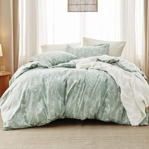 Sage Green Floral Queen Comforter Set - 3 Pieces