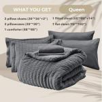 Queen Seersucker 7-Piece Egyptian Cotton Bedding Set