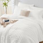 CozyLux Queen White Seersucker Bedding Set