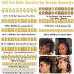 220 Pcs Gold Hair Jewelry for Braids and Dreads
