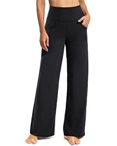 Women’s Black Wide Leg Yoga Pants with Pockets