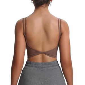 Aoxjox Women's Padded Backless Yoga Crop Top