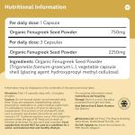 Organic Fenugreek Capsules - 240 Count, 2250mg