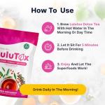LULUTOX Herbal Detox Tea - Peach Flavor, 28 Servings
