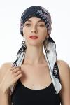 ZLYC Pre-Tied Chemo Headscarf - Pink Black Leaves