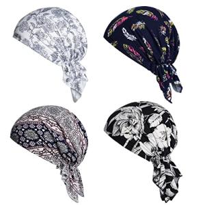4-Pack Pre-Tied Chemo Head Scarves and Beanies