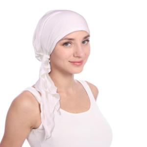 XIAOBLESS Pre-Tied White Cancer Head Scarf