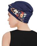 Awefeel Navy Blue Floral Chemo Turban