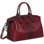 Iswee Luxury Leather Satchel Tote Bag in Wine