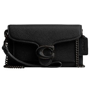 Coach Black Polished Pebble Tabby Wristlet