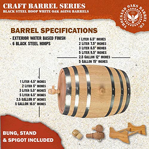 2L Oak Aging Barrel with Stand and Spigot