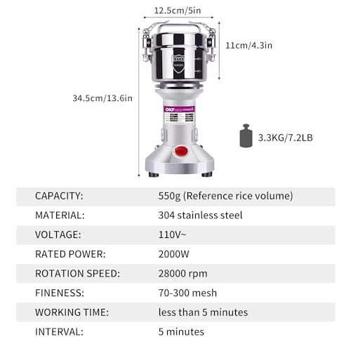 High-Speed 550g Electric Grain Mill Grinder