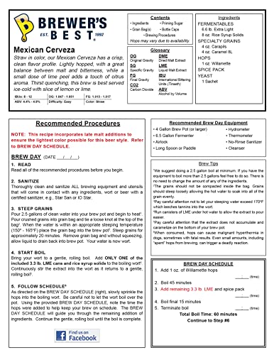 Mexican Cerveza Home Brew Beer Kit - 5 Gallon