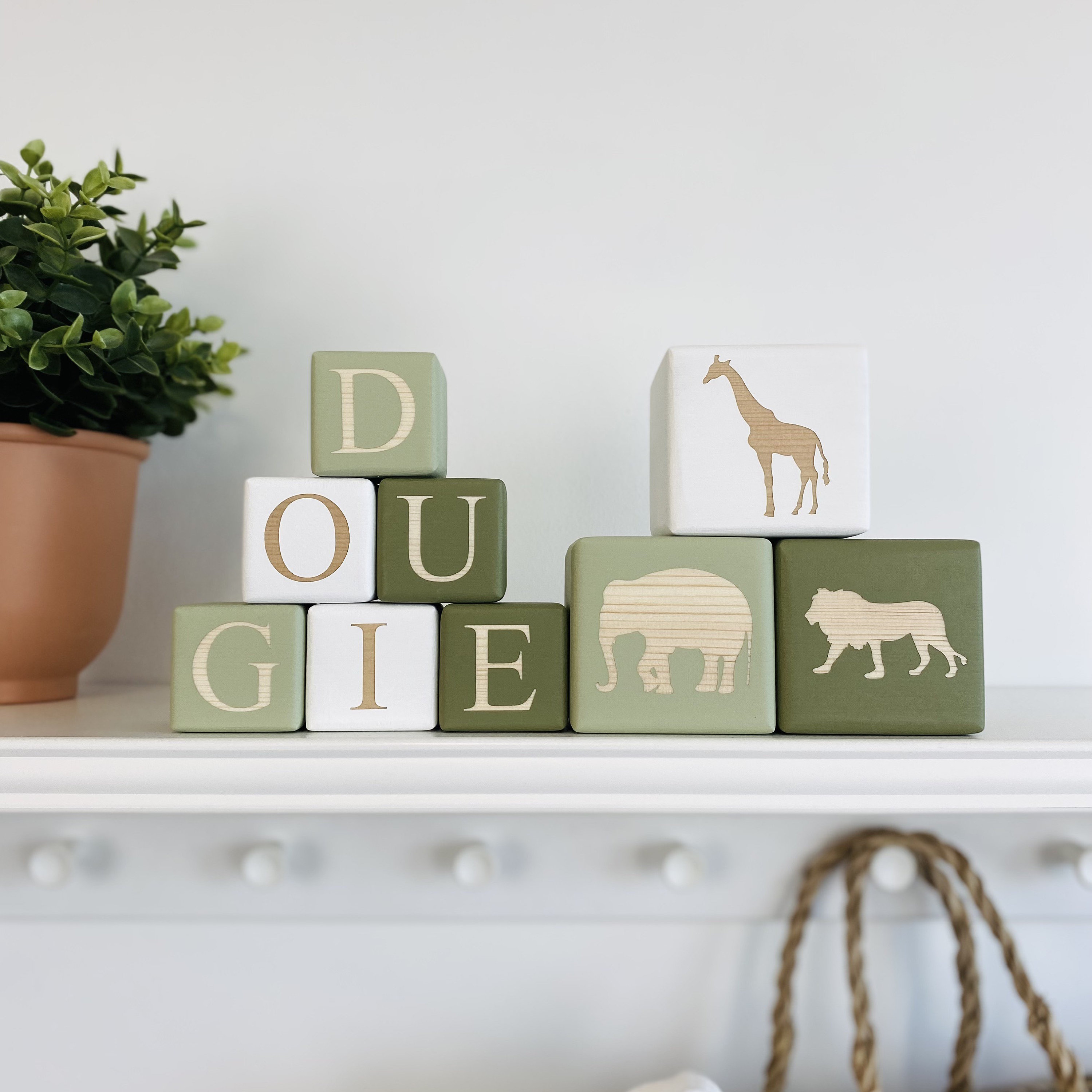 Jungle Safari Animal Baby Blocks for Nursery