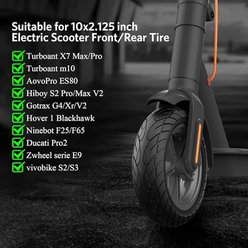 Cooryda 10x2.125 Solid Rubber Tires for Scooters