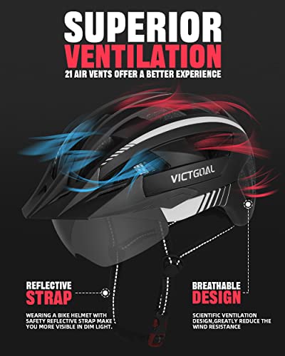 VICTGOAL Adjustable LED Bike Helmet with Goggles