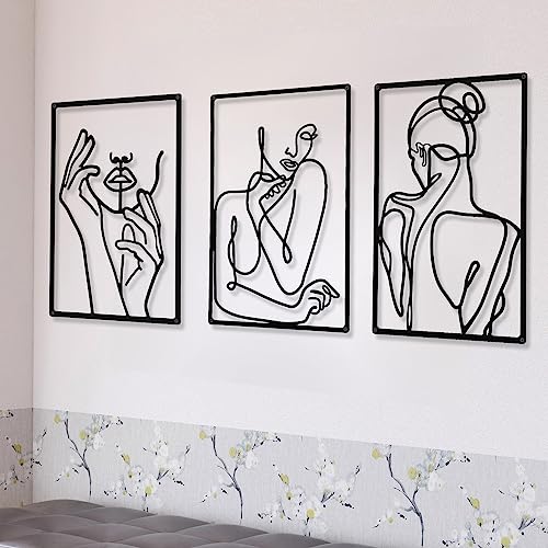 Minimalist Abstract Woman Metal Wall Art Set