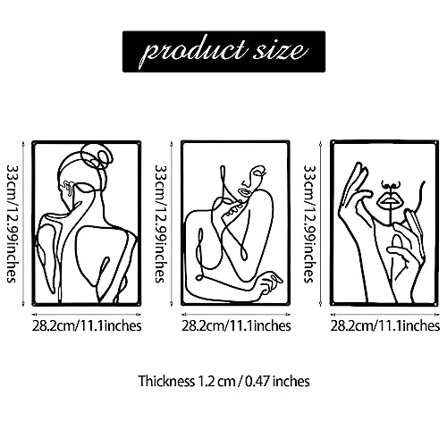 Minimalist Abstract Woman Metal Wall Art Set