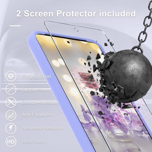 Lavender Purple Silicone Google Pixel 8 Case with Protectors