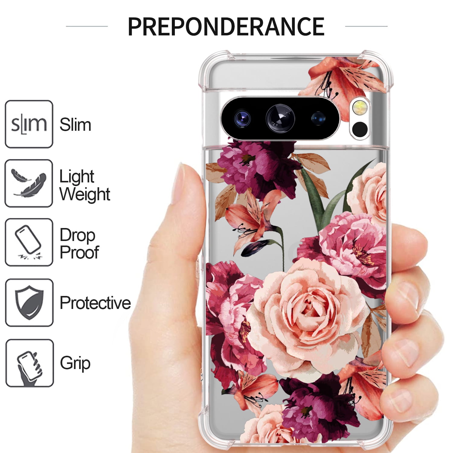 Google Pixel 8 Pro Slim TPU Case - Peony Flower