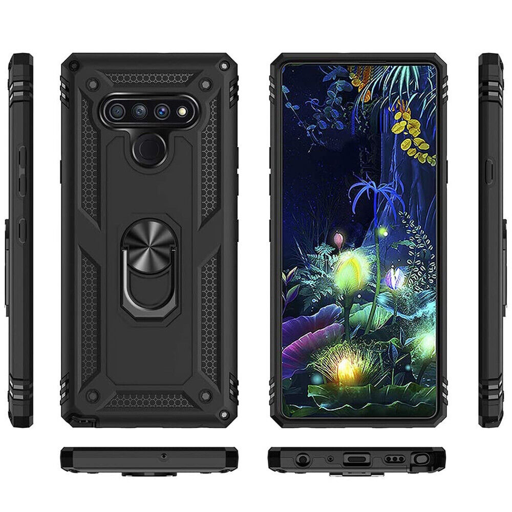 LG Stylo 6 Case with Ring Stand & Glass Protector