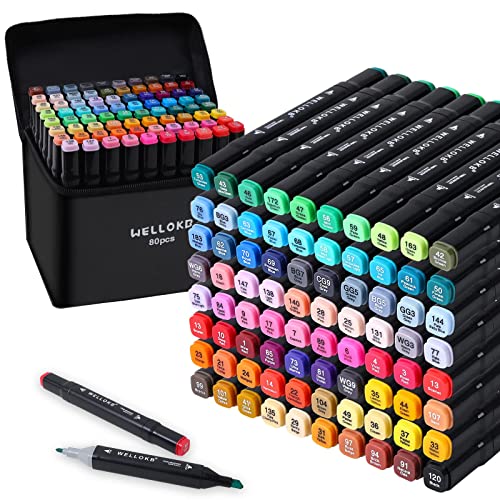 80-Color Dual Tip Alcohol Markers Set