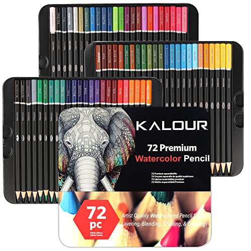 KALOUR 72 Watercolor Pencils for Vibrant Coloring
