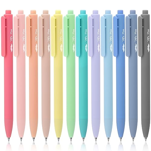 Retractable Gel Pens 12 Pack - Fast Dry Fine Tip
