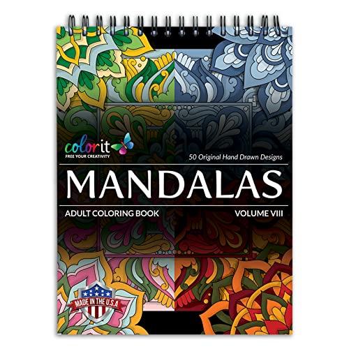 ColorIt Mandalas Volume VIII Adult Coloring Book, 50 Patterns