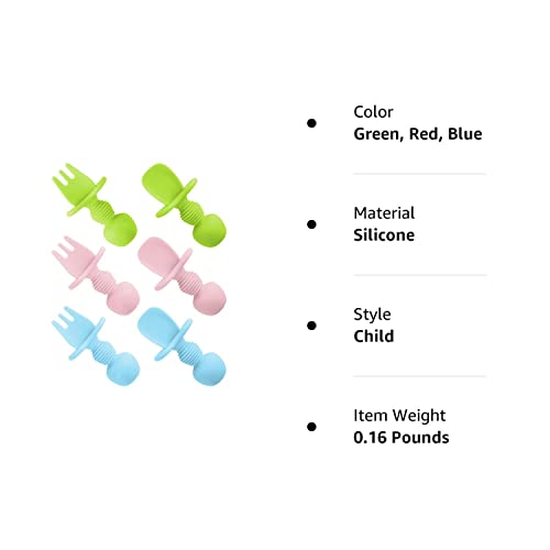 6pcs Silicone Baby Spoon & Fork Set - Weaning Utensils