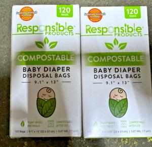 Compostable Baby Diaper Bags 120 Count, 2 Pack